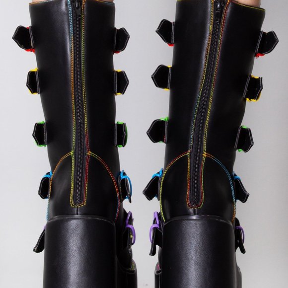 Dune Rainbow Platform Boots in Black - Picture 4 of 4
